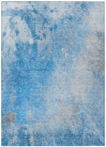 9' X 12' Blue And Gray Abstract Washable Indoor Outdoor Area Rug - Blue, Gray