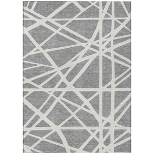 8' X 10' Gray And Ivory Geometric Washable Indoor Outdoor Area Rug - 608219201777