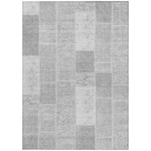 10' X 14' Silver Gray And Graphite Patchwork Washable Indoor Outdoor Area Rug