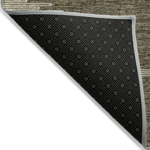 10' X 14' Coffee And Ivory Abstract Washable Indoor Outdoor Area Rug