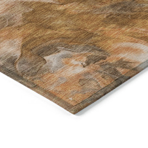 8' X 10' Orange Copper And Terra Cotta Abstract Washable Indoor Outdoor Area Rug - 608219327408