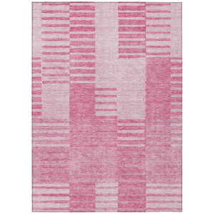8' X 10' Pink And Blush Striped Washable Indoor Outdoor Area Rug