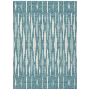 10' X 14' Teal Blue And Ivory Geometric Washable Indoor Outdoor Area Rug Transitional Style - Teal Blue, Ivory Color