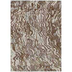 8' X 10' Brown Beige And Gray Abstract Washable Indoor Outdoor Area Rug - 608219369514