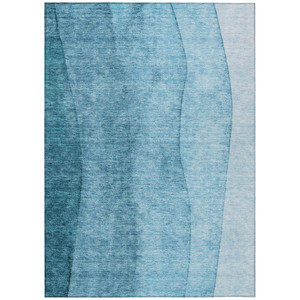 9' X 12' Teal Blue Aqua And Blue Ombre Washable Indoor Outdoor Area Rug