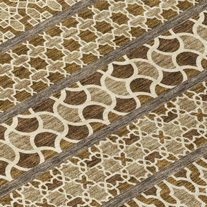 9' X 12' Brown And Taupe Quatrefoil Washable Indoor Outdoor Area Rug