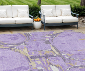 9' X 12' Lavender Lilac And Purple Geometric Washable Indoor Outdoor Area Rug