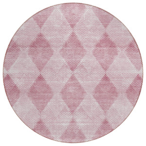 8' Round Merlot Round Geometric Washable Non Skid Indoor Outdoor Area Rug
