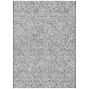 10' X 14' Gray And Ivory Floral Washable Indoor Outdoor Area Rug