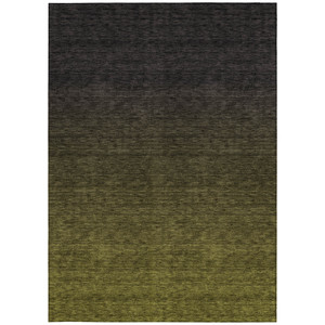 8' X 10' Olive Green And Charcoal Abstract Washable Indoor Outdoor Area Rug