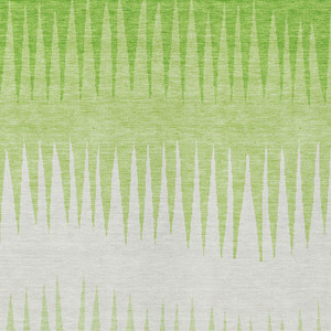 8' X 10' Lime Green And Ivory Striped Washable Indoor Outdoor Area Rug