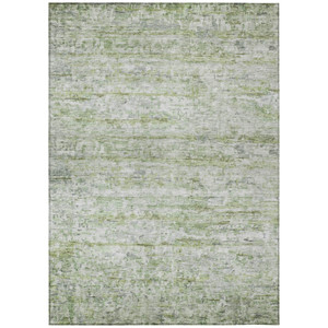 8' X 10' Artichoke Green And Ivory Striped Washable Indoor Outdoor Area Rug