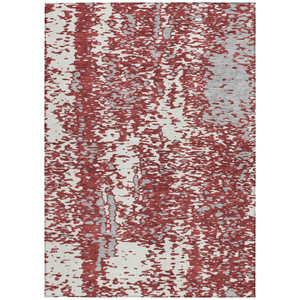 9' X 12' Burgundy And Ivory Abstract Washable Indoor Outdoor Area Rug