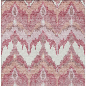 8' X 10' Blush Mauve And Ivory Ikat Washable Indoor Outdoor Area Rug