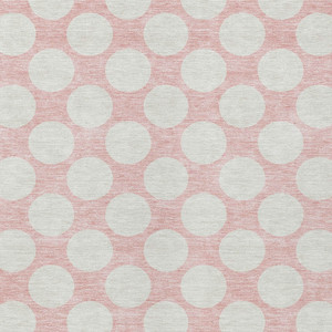 9' X 12' Pink And Gray Polka Dot Washable Indoor Outdoor Area Rug