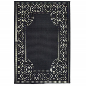 6' X 9' Black Stain Resistant Indoor Outdoor Area Rug - 606114582243