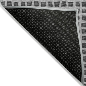 8' X 10' Graphite Gray And Silver Geometric Washable Indoor Outdoor Area Rug