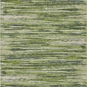 8' X 10' Olive Green And Ivory Striped Washable Indoor Outdoor Area Rug