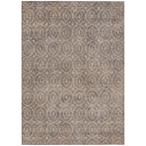 9' X 12' Brown Geometric Washable Indoor Outdoor Area Rug - Brown
