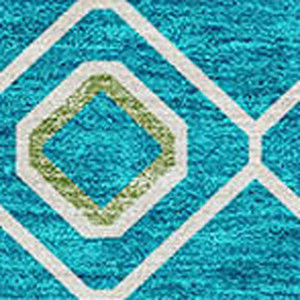 10' X 14' Teal Blue Ivory And Gold Geometric Washable Indoor Outdoor Area Rug