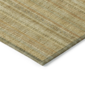 10' X 14' Wheat Gold And Beige Striped Washable Indoor Outdoor Area Rug