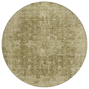 8' Brown And Beige Round Abstract Washable Indoor Outdoor Area Rug - 880016788587