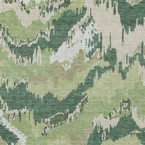 10' X 14' Green Ivory And Beige Abstract Washable Indoor Outdoor Area Rug