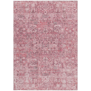9' X 12' Pink Blush And Charcoal Floral Washable Indoor Outdoor Area Rug