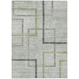 10' X 14' Green And Charcoal Geometric Washable Indoor Outdoor Area Rug