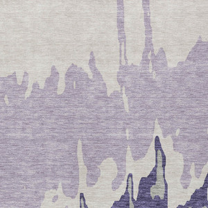 8' X 10' Purple And Ivory Abstract Washable Indoor Outdoor Area Rug - Purple, Ivory