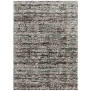 8' X 10' Taupe And Ivory Striped Washable Indoor Outdoor Area Rug - Taupe, Ivory