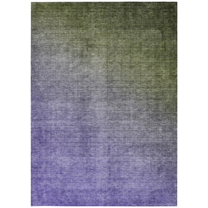 8' X 10' Olive Green And Purple Ombre Washable Indoor Outdoor Area Rug