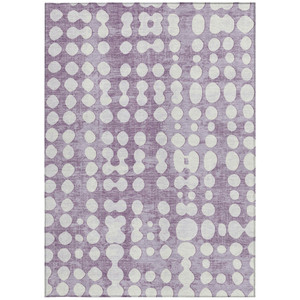 9' X 12' Purple And Ivory Abstract Washable Indoor Outdoor Area Rug - 608219344801