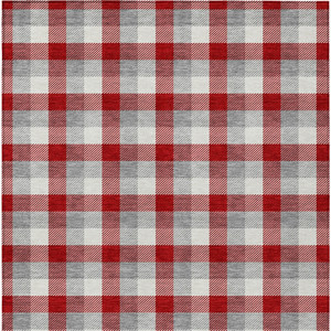8' X 10' Red Gray And Beige Plaid Washable Indoor Outdoor Area Rug