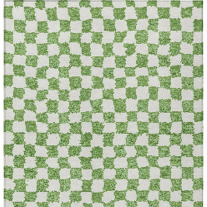 10' X 14' Green And Ivory Geometric Washable Indoor Outdoor Area Rug