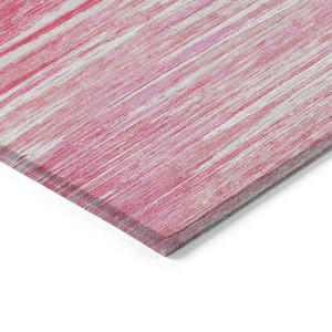 8' X 10' Pink And Ivory Striped Washable Indoor Outdoor Area Rug - 608219262532