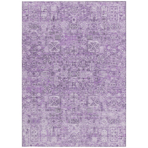 9' X 12' Lilac And Purple Floral Washable Indoor Outdoor Area Rug