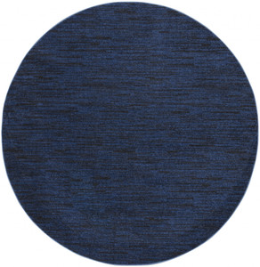 8' X 8' Midnight Blue Round Non Skid Indoor Outdoor Area Rug