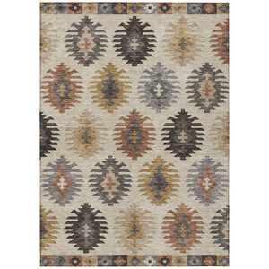 8' X 10' Beige Copper And Gray Southwestern Washable Indoor Outdoor Area Rug