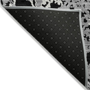 8' X 10' Black And Gray Abstract Washable Indoor Outdoor Area Rug Transitional Style - Black, Gray Color