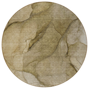8' Brown Beige And Taupe Round Abstract Washable Indoor Outdoor Area Rug - Brown, Beige, Taupe