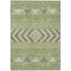 9' X 12' Green Taupe And Ivory Southwestern Washable Indoor Outdoor Area Rug