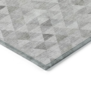 10' X 14' Silver Beige And Taupe Geometric Washable Indoor Outdoor Area Rug