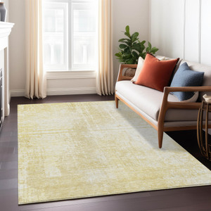 10' X 14' Gold Ivory And Beige Abstract Washable Indoor Outdoor Area Rug - 608219007386