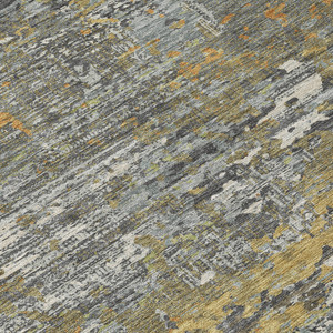 10' X 14' Gold And Taupe Abstract Washable Indoor Outdoor Area Rug