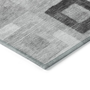 8' X 10' Gray And Charcoal Geometric Washable Indoor Outdoor Area Rug - Gray, Charcoal