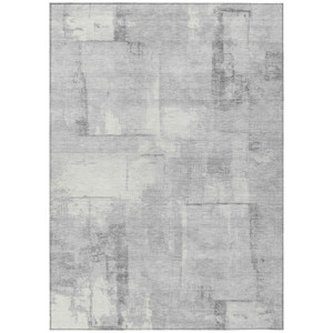 8' X 10' Gray And Silver Geometric Washable Indoor Outdoor Area Rug - 880016684919
