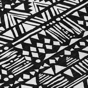 10' X 14' Black And Ivory Southwestern Washable Indoor Outdoor Area Rug