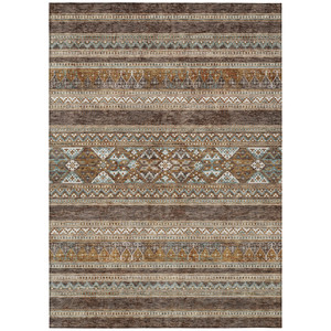 9' X 12' Chocolate And Gray Southwestern Washable Indoor Outdoor Area Rug