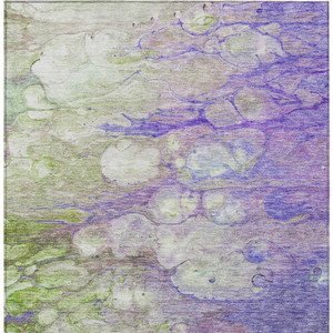 8' X 10' Purple Lilac And Artichoke Green Abstract Washable Indoor Outdoor Area Rug